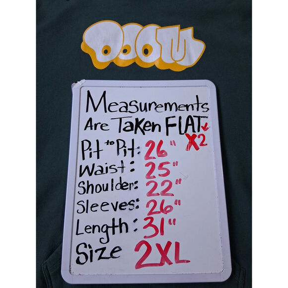 Vtg Gas Drawls Mens size 2X Doom Graffiti Green Grungecore Streetwear Hoodie 90s - Picture 6 of 13